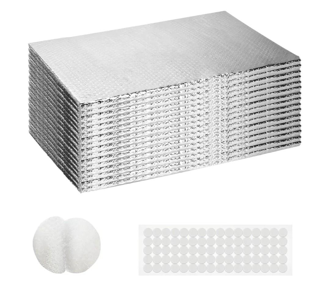 2 Car Garage Door Insulation Kit, 16 Pcs Double Bubble Panels Reflective Insulating Aluminum Radiant Barrier Thermal with Self Adhesive Dots Set for Garage Greenhouse Attics Walls (23.6 x 47.2 Inch)