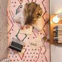jinchan 2x6 Runner Rug Pink Washable Modern Boho Rug Geometric Hot Nerd Floor Cover Soft Low Pile Non Slip Accent Mat Lightweight Cozy Throw Carpet for Kitchen Bathroom Laundry Room Study Dorm