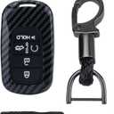 Key Fob Cover for Honda, 5 buttons Carbon Fiber Key Fob Case, Fob Case Protector, Fiber Key Fob for Honda 2022 2023 2024 2025 Civic Accord CR-V HR-V V Pilot SI EX EX-L Touring Car Accessories (Black)