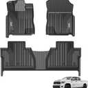 3W Floor Mats Fit for Toyota Tundra 2014-2021 (Only for CrewMax Cab), TPE All Weather Custom Fit Floor Liner for Tundra Accessories SR5/TRD/Limited 1st and 2nd Row Full Set Car Mats Easy Clean, Black