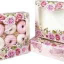 Qiqee Auto-pop up Mother''s Day 8x8x2.5 inch Bakery Box With Window Pink Rose 30 Packs Pie Boxes Pastry Box