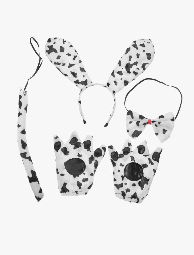 1set Dalmatian Dog Costume Ears and Tail for Halloween Parties Comfortable Cloth Accessories for Cosplay and Birthday Celebrations Fun Outfit for Animal-themed Events