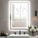 Sweetcrispy 24"x 36" Smart Anti-Fog LED Bathroom Mirror with Lights and Front Light & Backlit, 3 Color Temperatures, Dimmable, Memory Function, Rectangle Modern Vanity Mirror