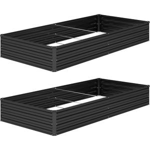 8x4x1ft(2 Pack) Galvanized Raised Garden Bed, Outdoor Planter Box Metal Patio Kit Planting Bed for Vegetables Flowers Herb, Black
