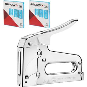 Arrow T50 Heavy Duty Staple Gun Kit, All Chrome Steel Stapler, with 3750 Pieces T50 1/4", 3/8", 1/2" Staples, for Upholstery Professional Projects