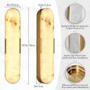 Gold Alabaster Wall Sconces Set of Two 20" Natural Marble LED Wall Lights, Mid Century Marble Wall Lamp Bathroom Vanity Indoor Alabaster Wall Lighting Fixtures for Bedroom Hallway Stairs