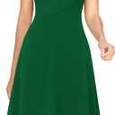 VFSHOW Womens Elegant Front Zipper Crisscross Waist Slim Wear to Work Business Office A-Line Dress (Green)