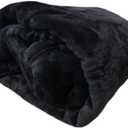 1 Piece Lightweight Couch All Season Solid Warm Cozy Super Soft Throw Flannel Fleece Micro Plush Bed Blanket King Size - Black