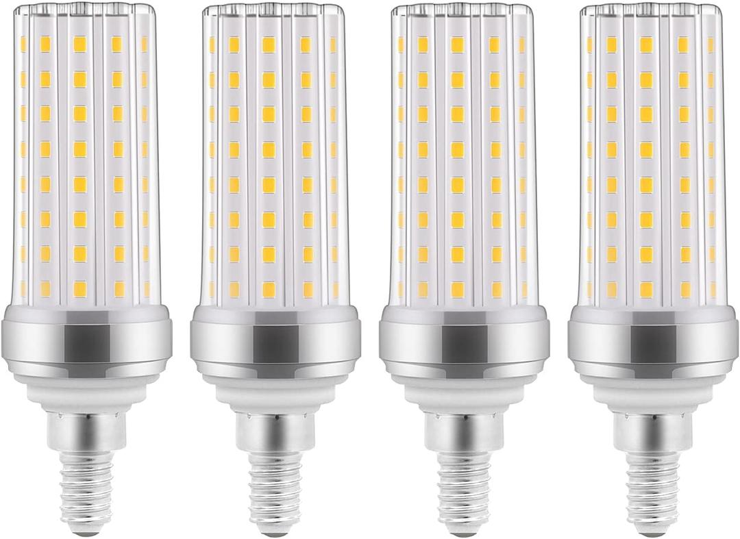 E12 LED Bulb, 20W Candelabra LED Light Bulbs 150 Watt Equivalent, Warm White 3000K, Ceiling Fan Light Bulbs,2000lm,Non-Dimmable,LED Chandelier Bulbs for Ceiling Fan,Home Lighting,4 Pack