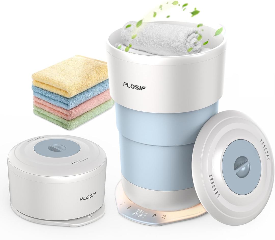 Foldable Towel Warmer for Bathroom, 21L Large Capacity Hot Towel Warmer - Fits 2 Oversized Towels, Blankets, Bathrobes, Spa-Like Towel Heater with 4 Timers, Auto Shut Off and Ambient Lighting, Blue