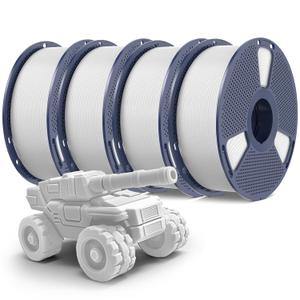 PETG Filament 1.75mm, Ultra Tough, Heat Optimized, Odorless, 4kg(8.8lbs) SUNLU PETG 3D Printer Filament, Dimensional Accuracy +/- 0.02mm, White 4 Pack