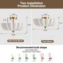 DHDSOUR 3-Light Gold Semi Flush Mount Ceiling Light with Milk Glass Shade