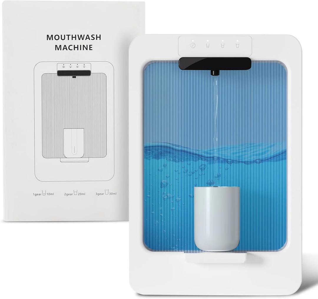 Automatic Mouthwash Dispenser for Bathroom, Aerthezu Electric Mouth Wash Dispensers Smart Auto Bathroom Accessories for Home & Kids - 500ml - Support Wall-Mount & Desktop