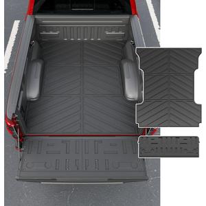 powoq 6.5FT Bed Mat Compatible with 2021 2022 2023 2024 2025 Ford F-150 Tailgate Mat TPE Truck Bed Liner Replacement for 2021-2025 Ford F150 Accessories (6.5FT Bed Mat+Tailgate Mat)