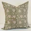 Sage Green Floral Pillow Covers 18x18 - Vintage Block Print Pillow Covers Farmhouse Decorative Couch Pillows for Sofa, Living Room, Neutral Botanical Accent Cushion Covers (sage Green)