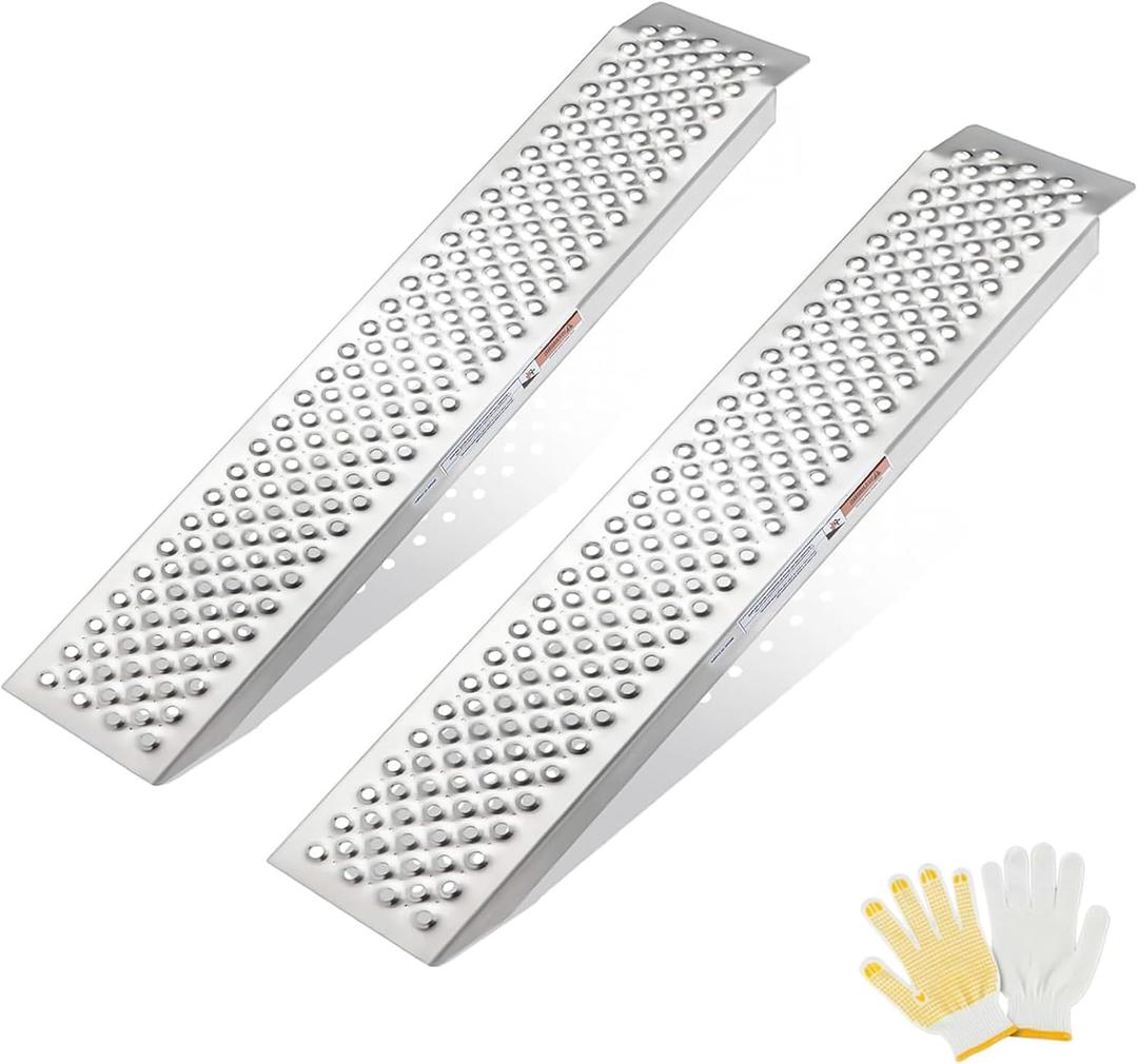 47.2'' Aluminum Shed Ramps (Pair), 880lbs Light Duty Loading Ramps for Lawn Mowers, Small Motorcycles, Dirt Bikes, 8.5" Wide Portable Anti-Slip Punch Plate Ramps for Shed Access