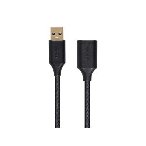 Monoprice USB 3.0 Premium Extension Cable - Type-A Male to Type-A Female, Braided Nylon Jacket, 10 Feet, Black