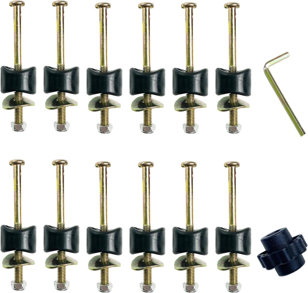 12 PCS Long Trampoline Screws and Bolts, Trampoline Bolts and Nuts, Trampoline Enclosure Pole Gap Spacers, Trampoline Replacement Accessories (Screw Length: 95mm)
