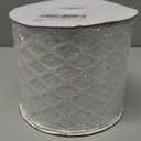 LIZLOVESS White Christmas Ribbon 4" Glitter Mesh Wired Ribbon for Christmas Tree White Diamond Honeycomb Ribbon for Gift Wrapping, Crafts, Wreath Supplies, Garland, Tree Topper Bows - 10 Yards