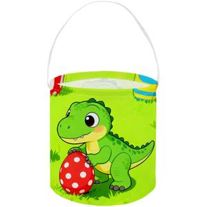 Dinosaur Baskets, Kids Easter Dinosaurs Storage Bins.Easter Basket Empty with Handles.Dinosaurs Eggs Decor,Books, (Green Dinosaur)
