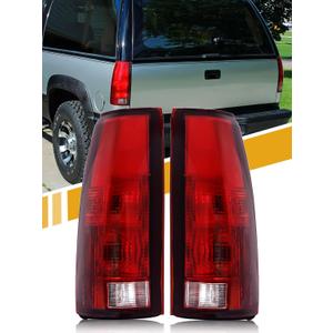 Tail Light Assembly Compatible with Chevrolet/GMC C/K Truck 1988-1998, 1995-2000 Tahoe, 1992-2000 Yukon, 1992-1999 Suburban, 1992-1994 Blazer, w/o Circuit Board, Exotic Red Pair