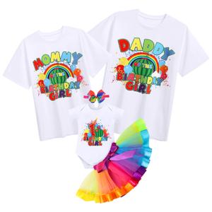 Family Birthday Matching Outfit Baby Girls Dad and Mom Melon Watermelon Cow Print Short Sleeve Round Neck Romper T Shirt Tops Cake Smash Summer Clothes Set for Photo Shoot Watermelon Mom X-Large (XL)