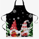 Red Black Plaid Christmas Aprons for Women With Pockets, Xmas Gnomes Tree Snowflake Winter Kitchen Cooking Apron