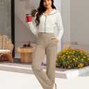 G Gradual Women's Yoga Pants Wide Leg wiht Pockets High Waist Stretch Loose Casual Lounge Sweatpants Petite/Regular/Tall (Beige, XL)