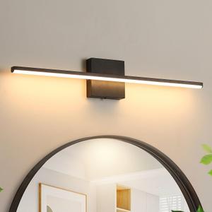 Modern Bathroom Vanity Light 24 Inch, 18W Black Bathroom Light Fixture Over Mirror, Dimmable 5CCT LED Wall Sconce Lighting for Restroom Mirror, Black