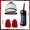 5 Pieces 90s Vintage Style Cheerleader Couple Costume Halloween TV Series Costume Includes Inflatable Mobile Phone Cheerleading Poms Wigs with Hair Net for Adults Cosplay Party Accessories