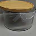 25DOL XXL Extra Large 10 inch Clear Glass Salad Bowl DishHand Blown Dual Function Bamboo Lid - Mixing Bowl for Salads, Dessert, Fruit, Punch - Centerpiece Large Serving Bowls for Entertaining