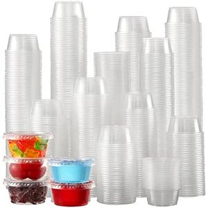 [650 Sets - 2 Oz ] Jello Shot Cups, Small Plastic Containers with Lids, Airtight and Stackable Portion Cups, Salad Dressing Container, Dipping Sauce Cups, Condiment Cups for Lunch, Party to Go, Trips