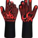 Comsmart BBQ Gloves, 1472 Degree F Heat Resistant Grilling Gloves Silicone Non-Slip Oven Gloves Long Kitchen Gloves for Barbecue, Cooking, Baking, Cutting (Red)
