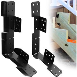 10 Pcs Black Stair Stringer Hanger Bracket, Heavy Duty 18 Gauge Adjustable Stair Stringer Hanger,Deck Stair Brackets,Tair Stringer Connector Great for 2x10 2x12 Stair Stringer,Tie Straps Bracket,