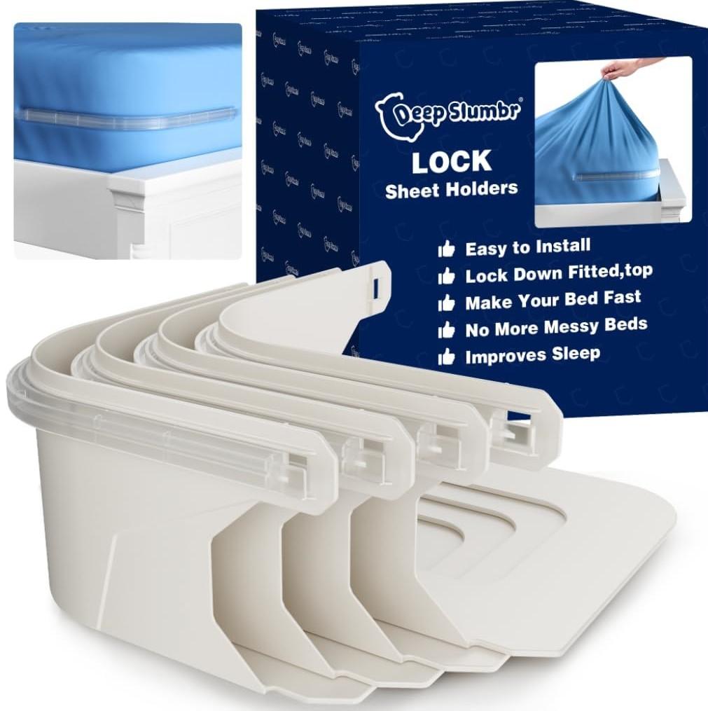 Lock Sheet Holders, Heavy Duty Fitted Sheet Holder Keep Sheets Firm & Tight, Keep Sheets in Place, Bed Sheet Holders for Corners Fit All Mattress Sizes, No More Loose Sheets, Easy Installation