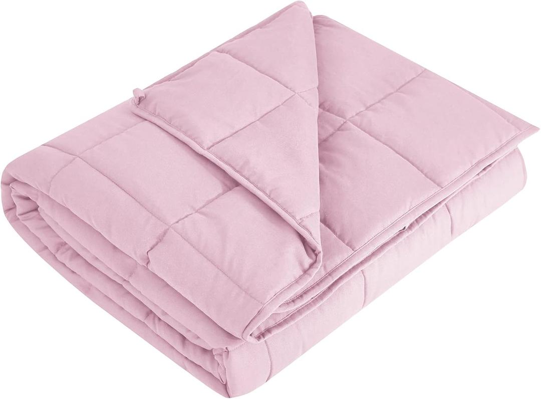 L'AGRATY Weighted Blanket - 48"x72" 20lbs Cooling Breathable Heavy Blanket Microfiber Material with Glass Beads for Adult All-Season Summer Fall Winter Soft Thick Comfort (04-pink)