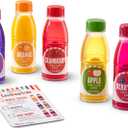 Melissa & Doug Tip & Sip Toy Juice Bottles and Activity Card (6 Pcs) Pretend Play Food Set, Play Kitchen Food For Ages 3+