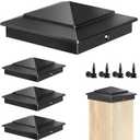 4x4 Heavy Duty Aluminium Pyramid Post Caps for Actual 3.5" x 3.5" Wood Cedar Corridors Mailbox Deck Fence Posts - Durable and Unbreakable Waterproof Outdoor Post Cover 4 Pack Black