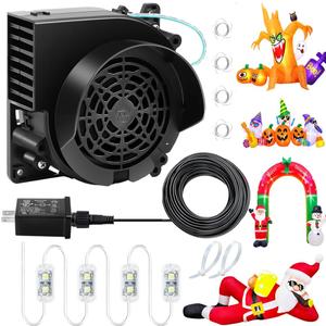 Inflatable Fan Replacement 12V 1.2A, Mini Air Blower Fan with 12V 1.5A Adapter and 3 LED Bulbs for Halloween Christmas Inflatable Outdoor Yard Decorations