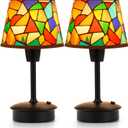 2 Pack Small Cordless Table Lamp for Restaurant Dinner Table, 5200mAh Battery Operated Touch Lamps, Rechargeable Dimmable Portable Night Light for Bedside Dining Room Patio Kitchen Outdoor
