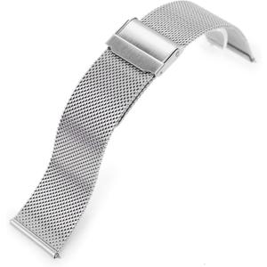 MiLTAT 20mm Quick Release Classic Superfine Mesh Milanese Watch Band Brushed