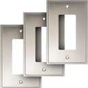 Henne Bery Soft Modern Decorative Wall Plate Switch Plate Outlet Cover (Single Decorator 3PK, Satin Nickel)