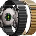 Alpine Loop Nylon Watch Band Compatible with Garmin Fenix 5X / 6X / 7X / 8 51mm, Quickfit 26mm Rugged Watch Bands for Garmin Fenix 8 Pro 51mm / 7X Pro / 6X Pro / 5X Plus, for Fenix 3, Tactix Delta (Black+Khaki)