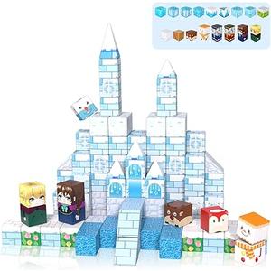 Magnetic Blocks, 150 PCS Glacier Castle Set, Magnetic Building Cubes for Kids, STEM Montessori Sensory Toys for Christmas Birthday Gift, Construction Stacking Toy for 3+ Years Old Boys & Girls
