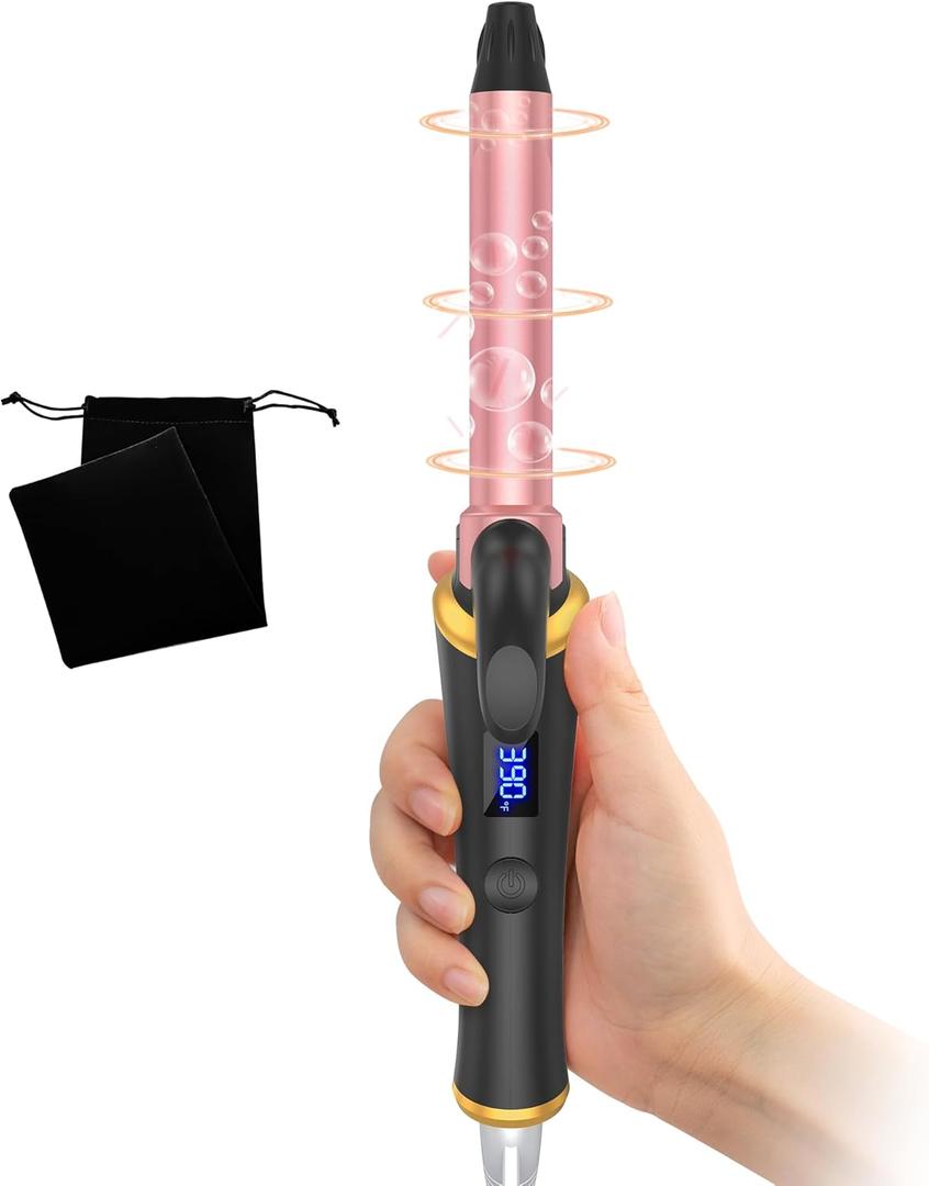 Ukliss 3/4 Inch (19mm) Mini Curling Iron | for Beach Waves & Natural Curls | Short to Medium Hair & Bobs | 30s Fast Heat & Dual Voltage, Black