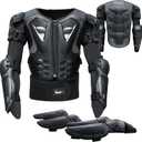 StarknightMT Kids Motorcycle Armor Suit Dirt Bike Gear Riding Protective Chest Spine Back Protector Shoulder Arm Elbow Knee Protector Pads for Cycling Skateboard, Skiing, Skating, Off-Road (Black)