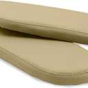 SecosAutoparts Pair Car Center Console Lid Armrest Seat Box Cover Compatible with Acura MDX 2007 2008 2009 2010 2011 2012 2013 Protector Replacement Microfiber Leather Beige Tan