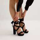 DREAM PAIRS High Chunky Block Platform Heels for Womens Strappy Gladiator Sexy Open Toe Dressy Sandal SDHS2205W, Black, 6