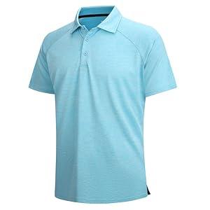 SAMERM Golf Shirts for Men Dry Fit Short Sleeve Mens Golf Shirt Performance Moisture Wicking Polo Shirts for Men, Lt.Blue XL