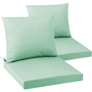 Outdoor Seat Cushion Set 22 x 22 In, Water-Resistant & Fade-Resistan, Patio Furniture Cushions with Removable Cover Deep Seat & Back Cushion with Handle and Adjustable Straps for Chair Sofa,2PC